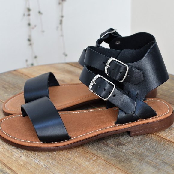 NEW! BOS. & CO Mid Top Black Sandal Shoes ITALIAN - Picture 5 of 8